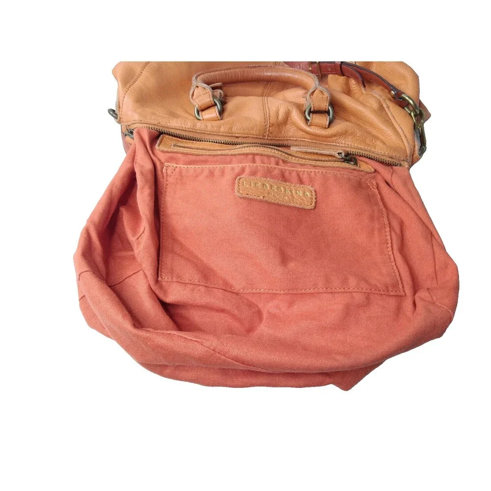 Liebeskind Berlin Orange Leather Handbag Shoulder Bag Purse Retail $275